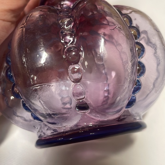 Fenton Mulberry Beaded Melon Vase Blue/Purple Ombre - Picture 8 of 8